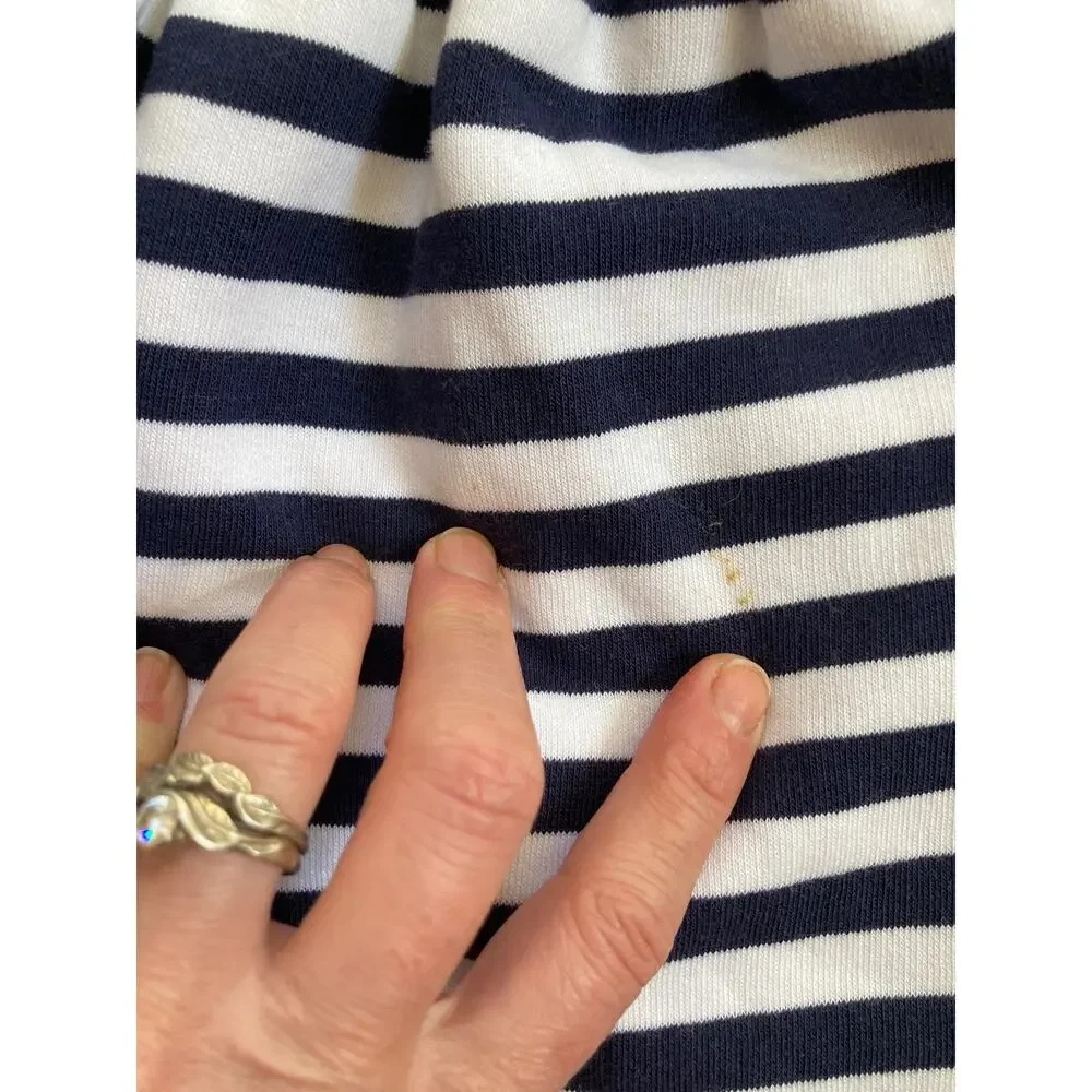 Tim Pouce Navy & White Striped Toddler Coat, Size 18M